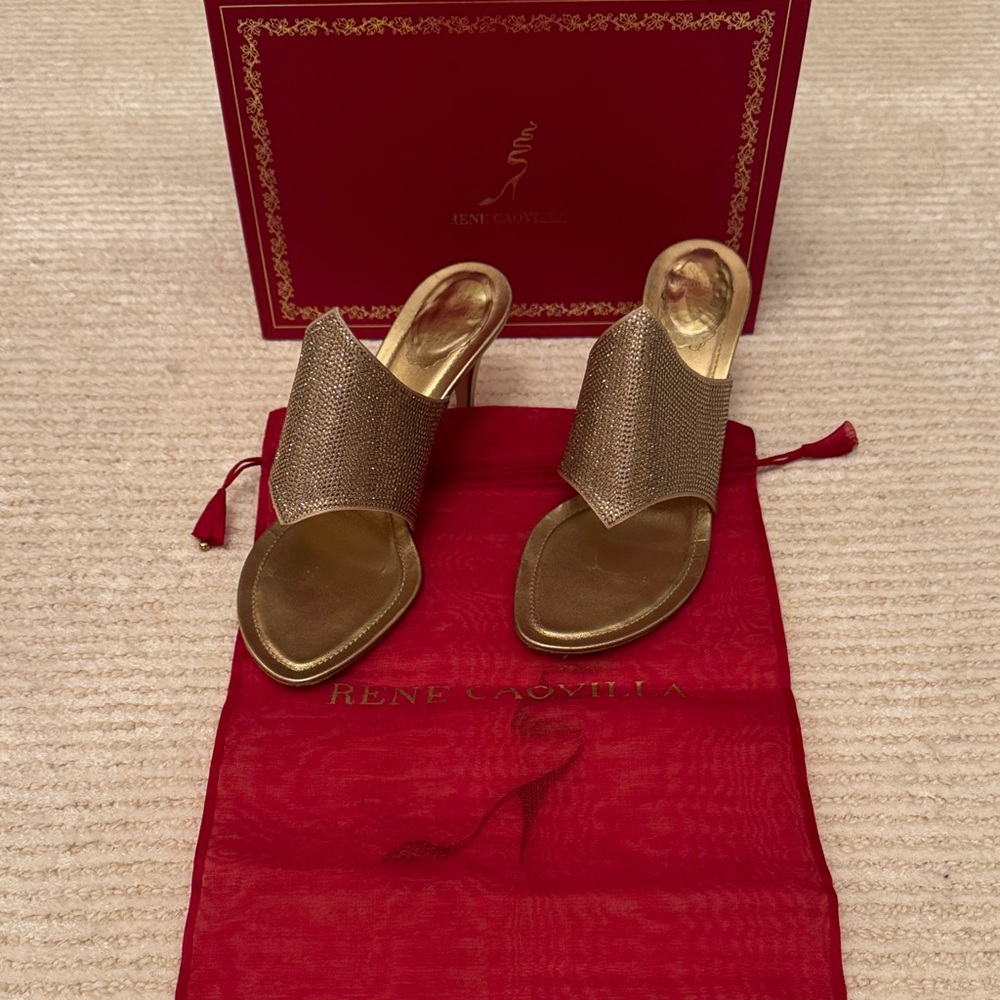 Rene Caovilla Gold Mules
